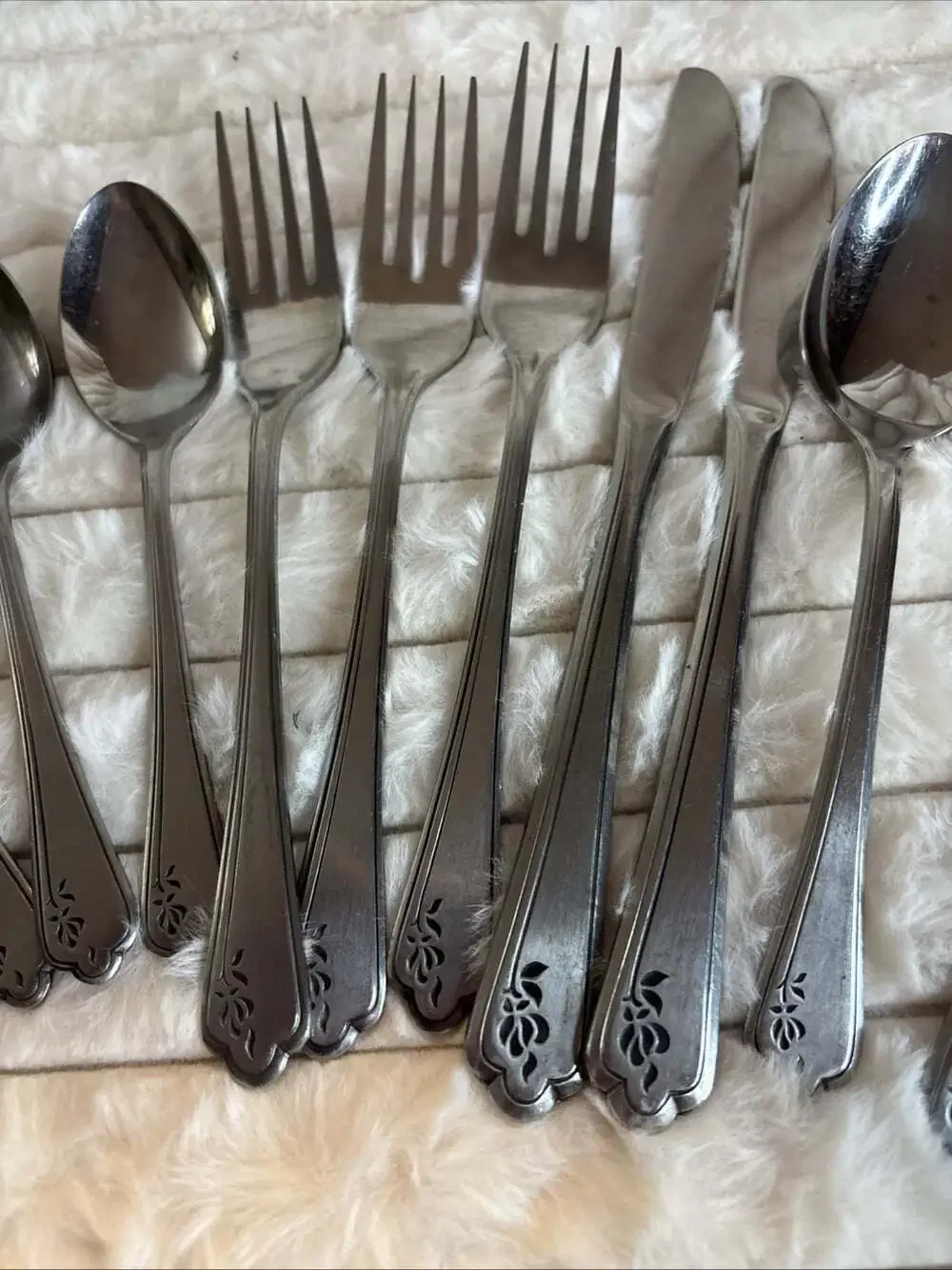Vintage Imperial International FLEURETTE Stainless Korea Flatware Set 12 Pc Lot